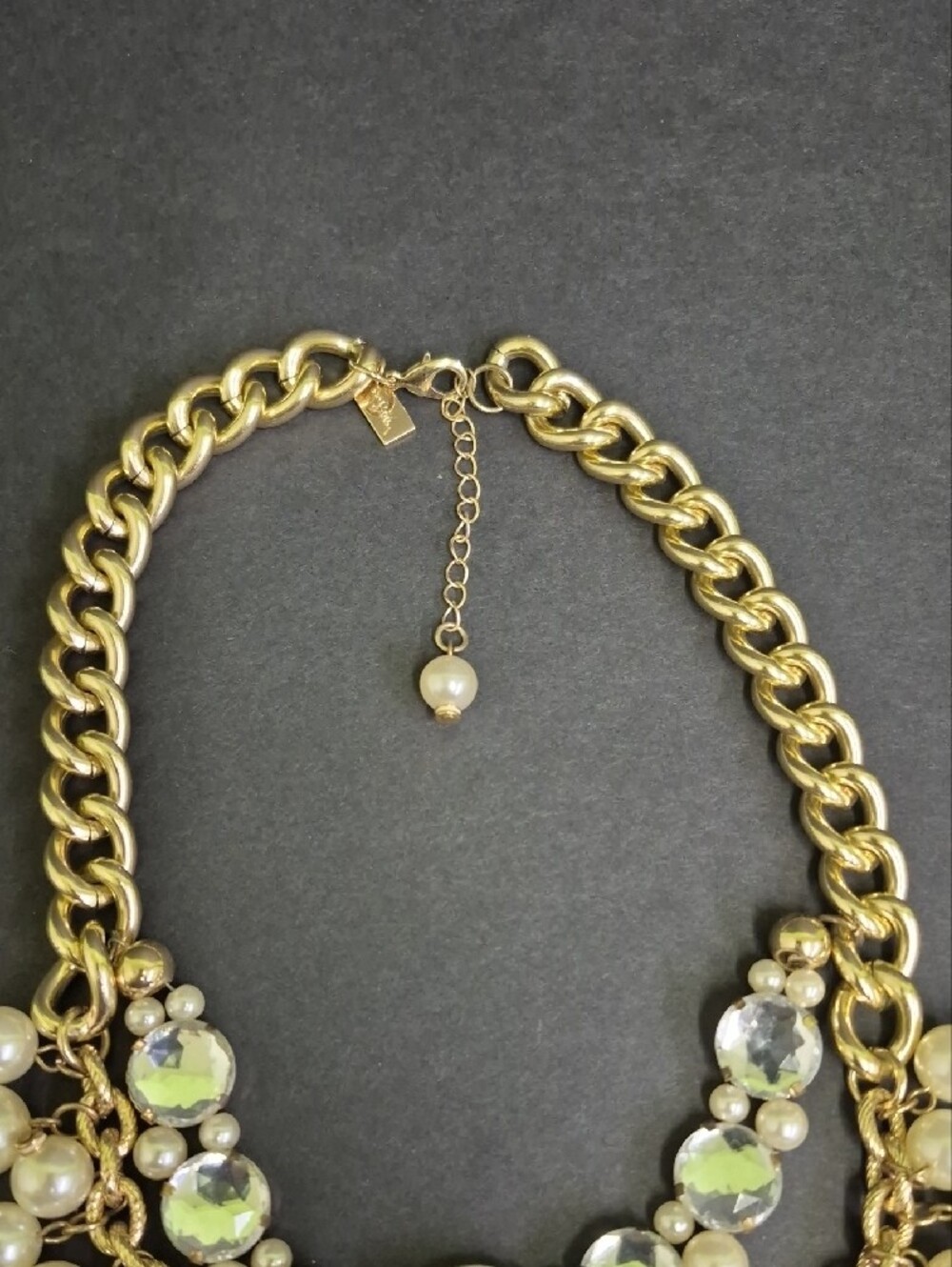 Lilly Pulitzer Chunky Gold-Tone Faux Pearl & Crystal Statement 19" In. Necklace - Picture 5 of 8